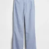 Flarebroek met lage taille van linnenmix