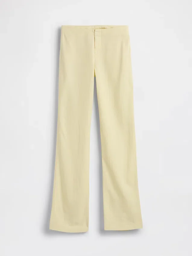 Flarebroek met lage taille van linnenmix