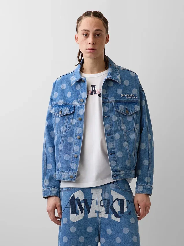 GAP × Awake NY oversized denimjasje met stippenmotief