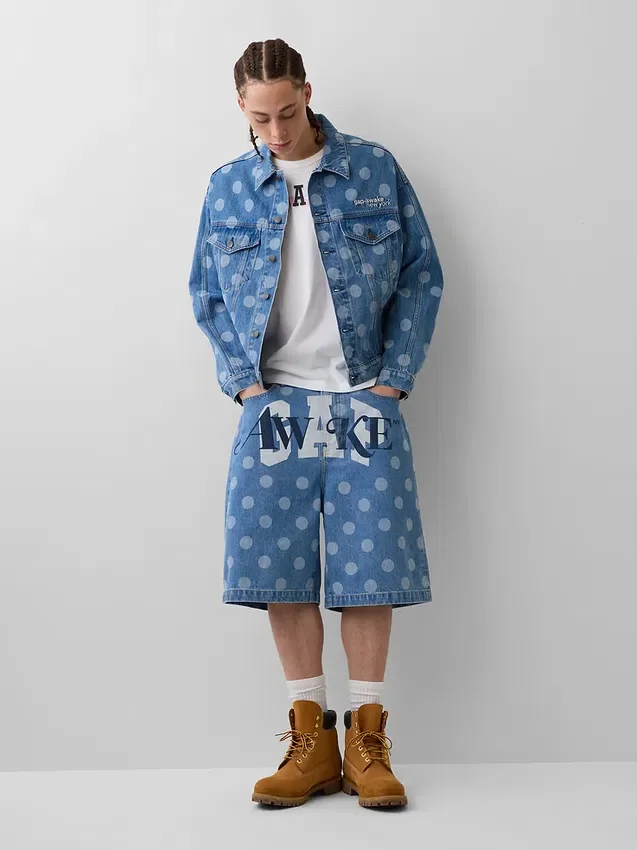 GAP × Awake NY oversized denimjasje met stippenmotief