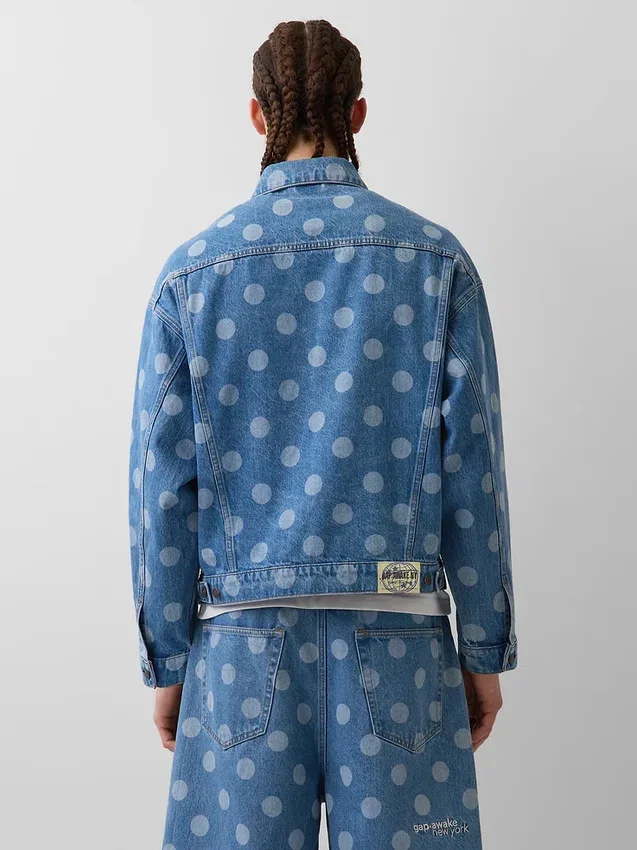 GAP × Awake NY oversized denimjasje met stippenmotief