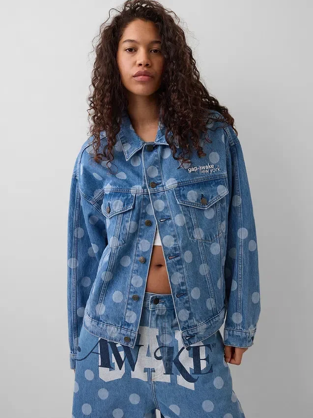 GAP × Awake NY oversized denimjasje met stippenmotief