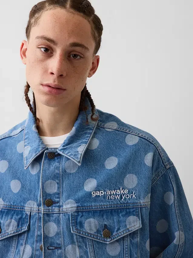 GAP × Awake NY oversized denimjasje met stippenmotief