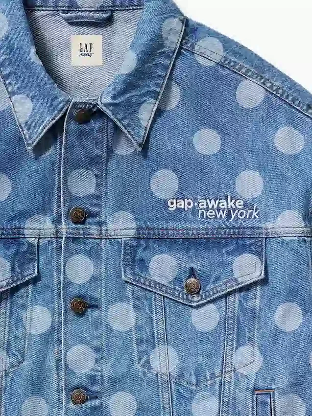 GAP × Awake NY oversized denimjasje met stippenmotief