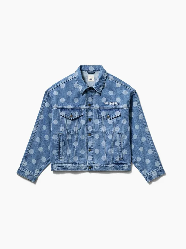 GAP × Awake NY oversized denimjasje met stippenmotief