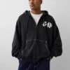 Gap × Awake Ny zware oversized hoodie met rits en logo