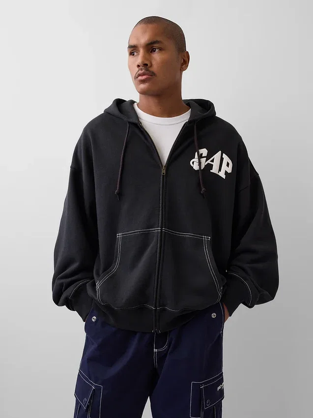Gap × Awake Ny zware oversized hoodie met rits en logo