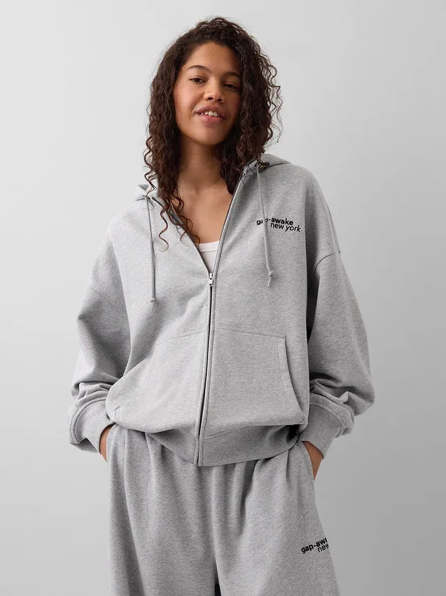 Gap × Awake Ny zware oversized hoodie met rits en logo