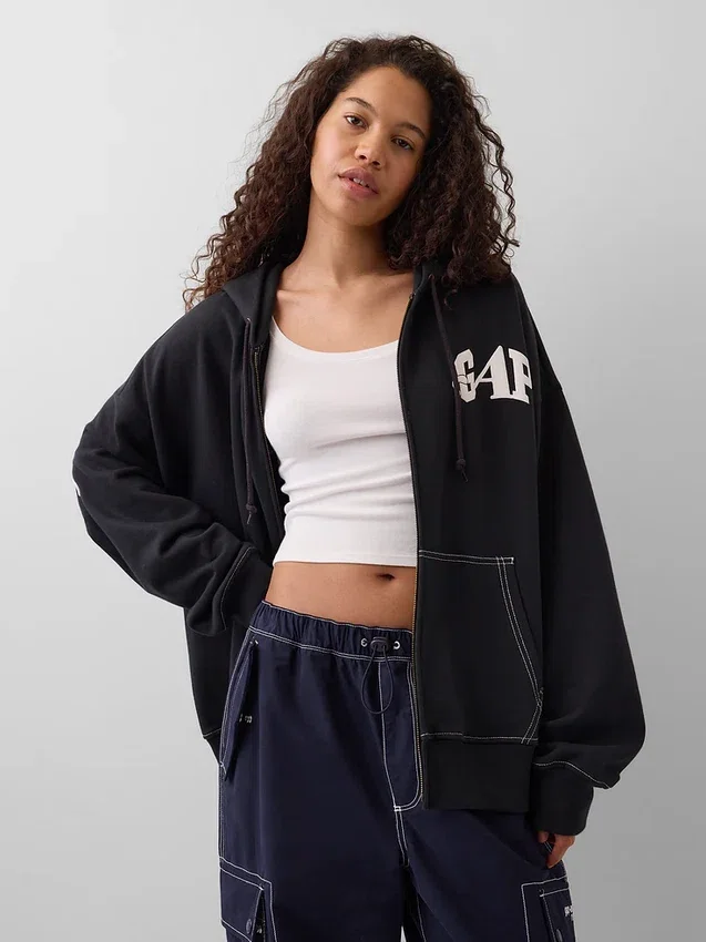 Gap × Awake Ny zware oversized hoodie met rits en logo