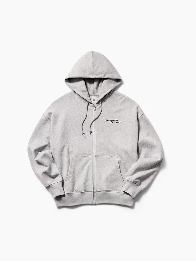 Gap × Awake Ny zware oversized hoodie met rits en logo