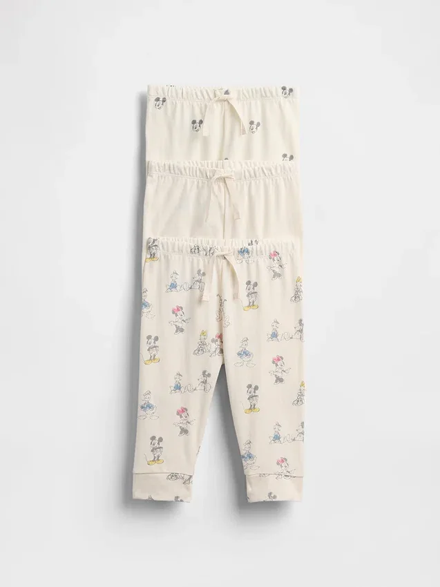 Gap × Disney Baby biologisch katoen broek met elastische taille (3-pack)