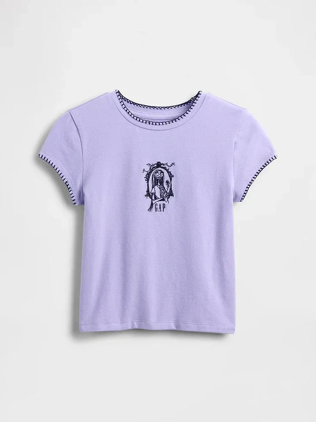 Gap × Disney Tim Burton’s The Nightmare Before Christmas kinder-T-shirt met print in gekrompen pasvorm