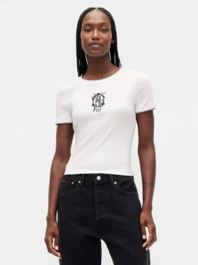GAP × Disney Tim Burton's The Nightmare Before Christmas modern T-shirt met strakke pasvorm