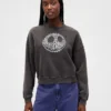 GAP × Disney Tim Burton's The Nightmare Before Christmas zwaar sweatshirt met doodshoofd