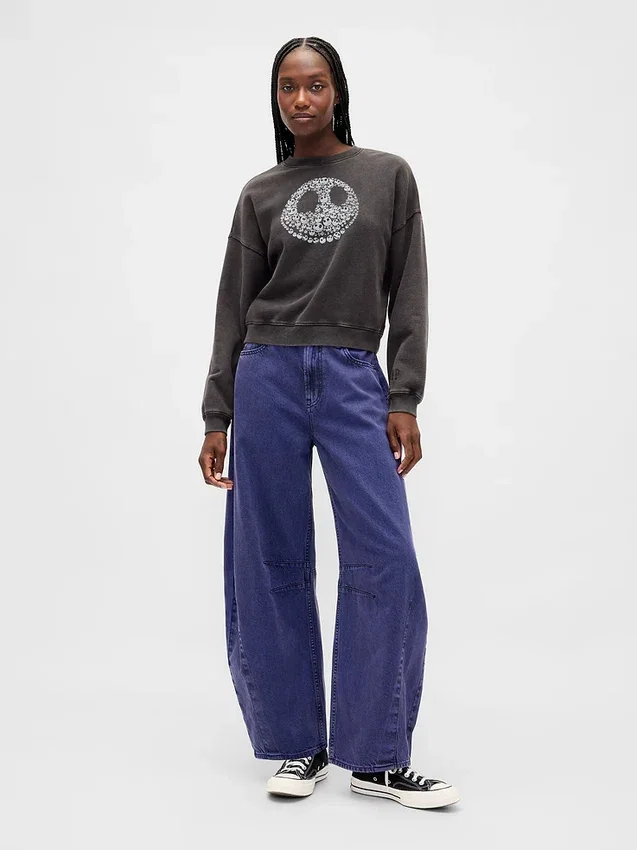 GAP × Disney Tim Burton's The Nightmare Before Christmas zwaar sweatshirt met doodshoofd