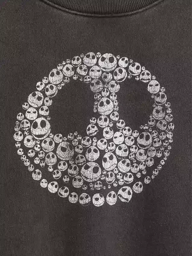 GAP × Disney Tim Burton's The Nightmare Before Christmas zwaar sweatshirt met doodshoofd