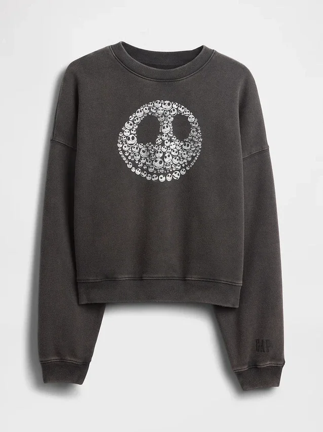 GAP × Disney Tim Burton's The Nightmare Before Christmas zwaar sweatshirt met doodshoofd