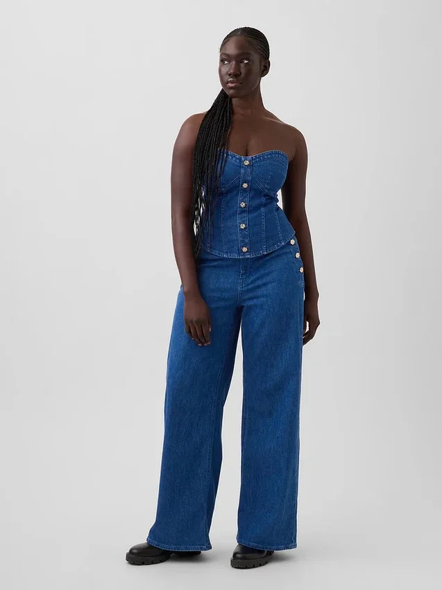GAP × Hfr High Rise Pintuck Stride Wide-Leg Jeans van Atelier Ndigo