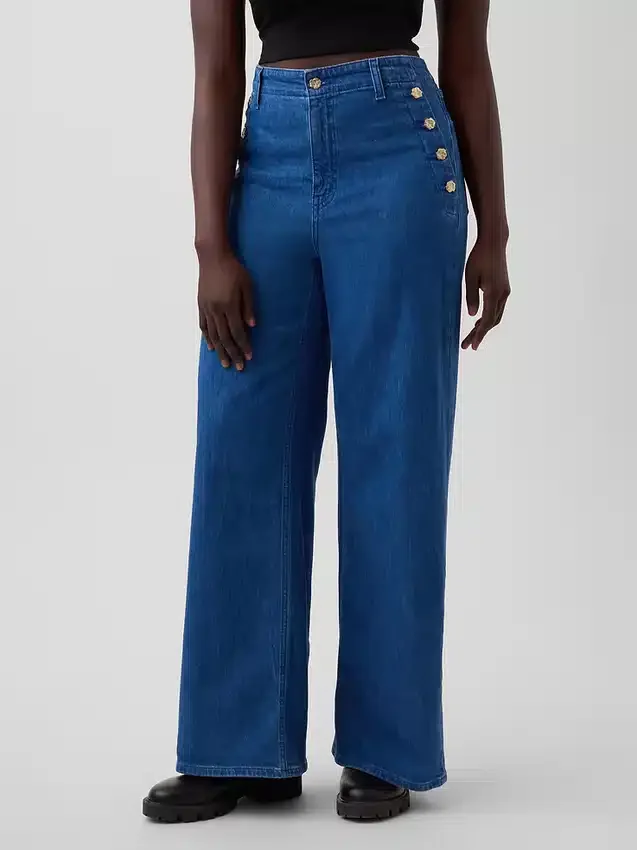 GAP × Hfr High Rise Pintuck Stride Wide-Leg Jeans van Atelier Ndigo