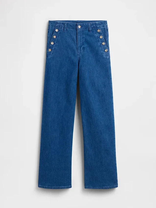GAP × Hfr High Rise Pintuck Stride Wide-Leg Jeans van Atelier Ndigo