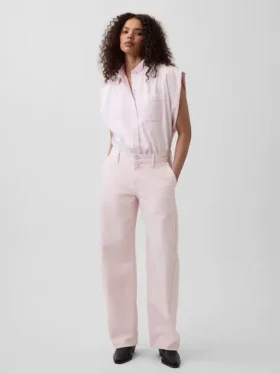 Gap × Hfr roze baggy barrel-Jeans met lage taille uit de collectie van Nicole Benefield