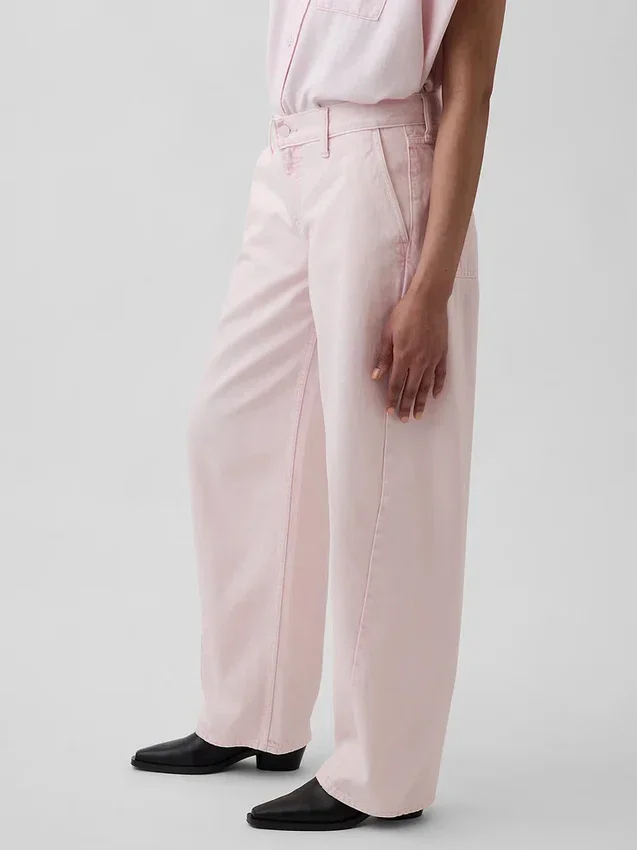 Gap × Hfr roze baggy barrel-Jeans met lage taille uit de collectie van Nicole Benefield