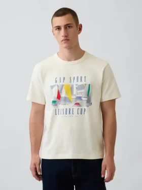 Gap Sport T-shirt met opdruk van zwaar katoen