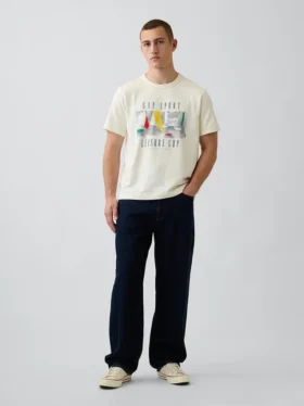 Gap Sport T-shirt met opdruk van zwaar katoen