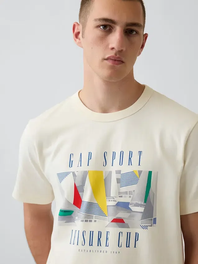 Gap Sport T-shirt met opdruk van zwaar katoen