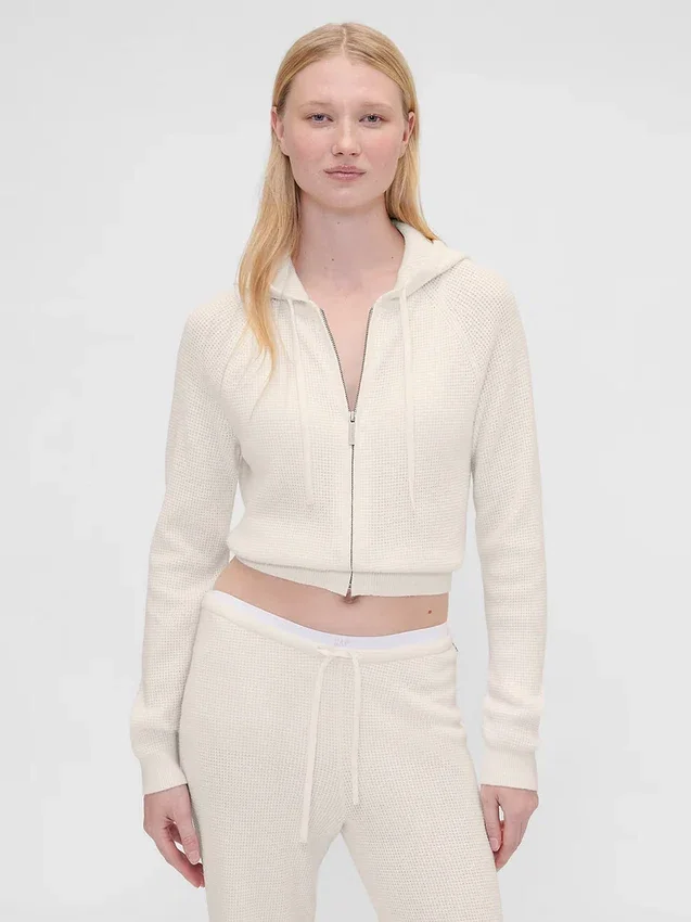 Gap × Summer Fridays CashSoft-hoodie met wafelpatroon en cropped pasvorm