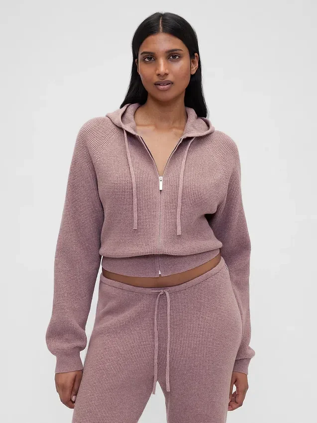 Gap × Summer Fridays CashSoft-hoodie met wafelpatroon en cropped pasvorm