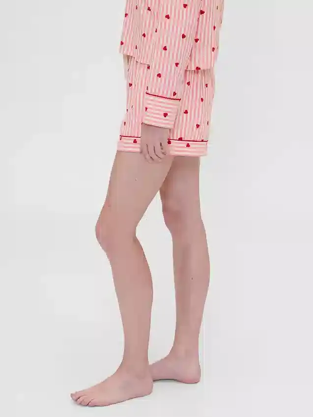 GAP × Summer Fridays Flanellen pyjama-korte broeken met hartjes
