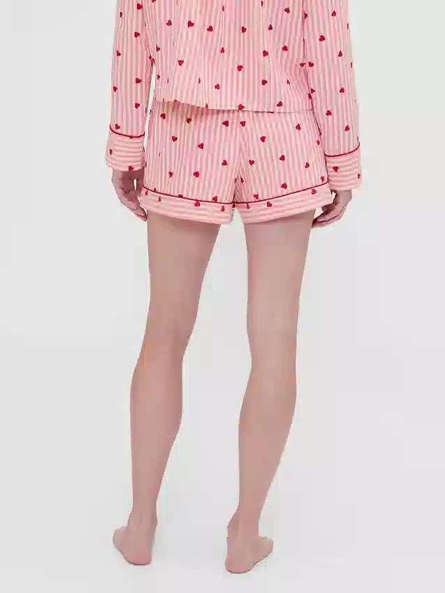 GAP × Summer Fridays Flanellen pyjama-korte broeken met hartjes