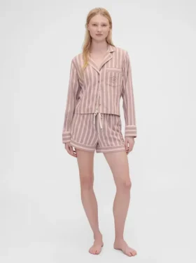 Gap × Summer Fridays gestreepte flanellen pyjamakorte broek