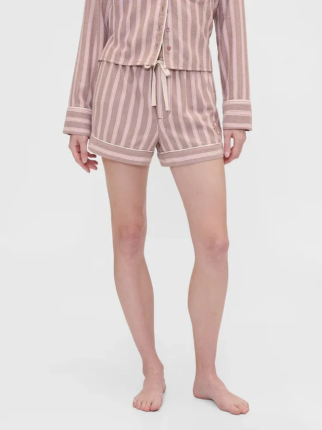Gap × Summer Fridays gestreepte flanellen pyjamakorte broek