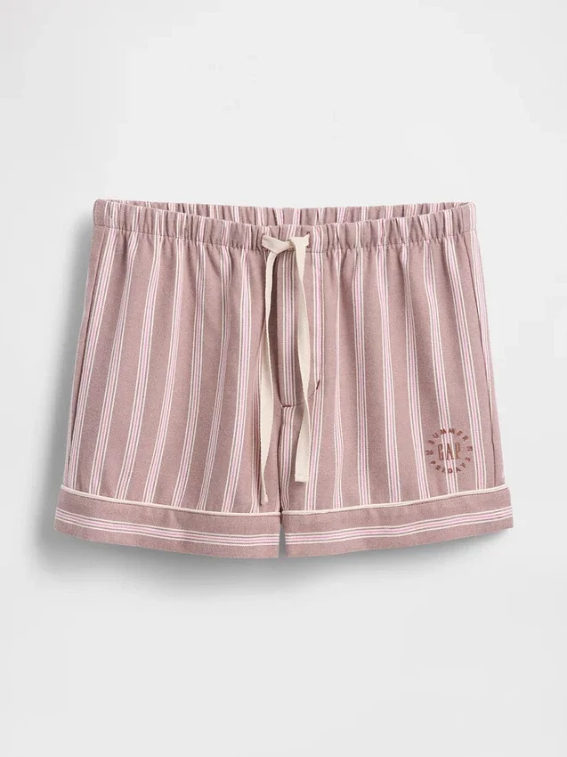 Gap × Summer Fridays gestreepte flanellen pyjamakorte broek