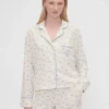 Gap × Summer Fridays pyjamashemd van flanel met stippen in relaxte pasvorm