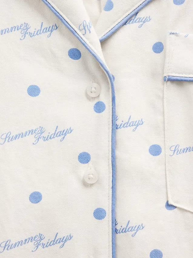 Gap × Summer Fridays pyjamashemd van flanel met stippen in relaxte pasvorm
