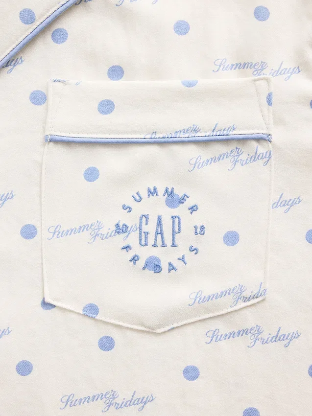Gap × Summer Fridays pyjamashemd van flanel met stippen in relaxte pasvorm