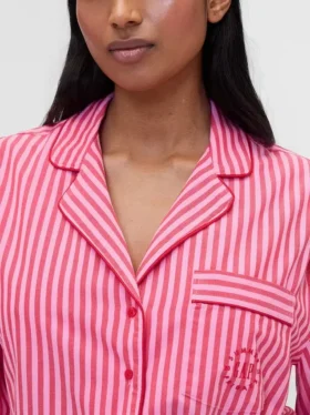 Gap × Summer Fridays pyjamashemd van popeline met strepen in relaxte pasvorm