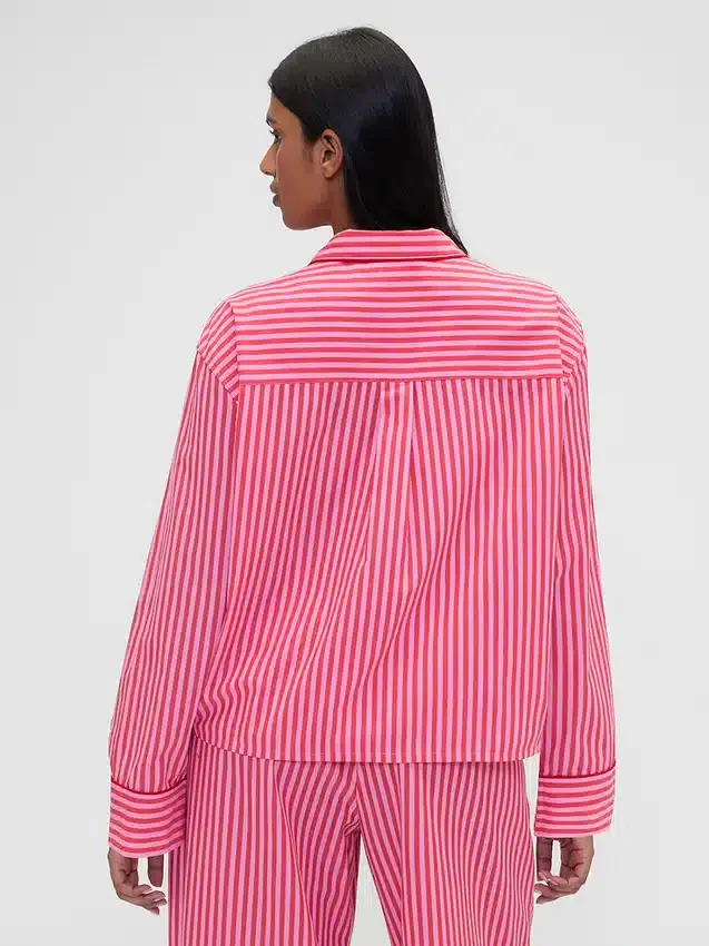 Gap × Summer Fridays pyjamashemd van popeline met strepen in relaxte pasvorm