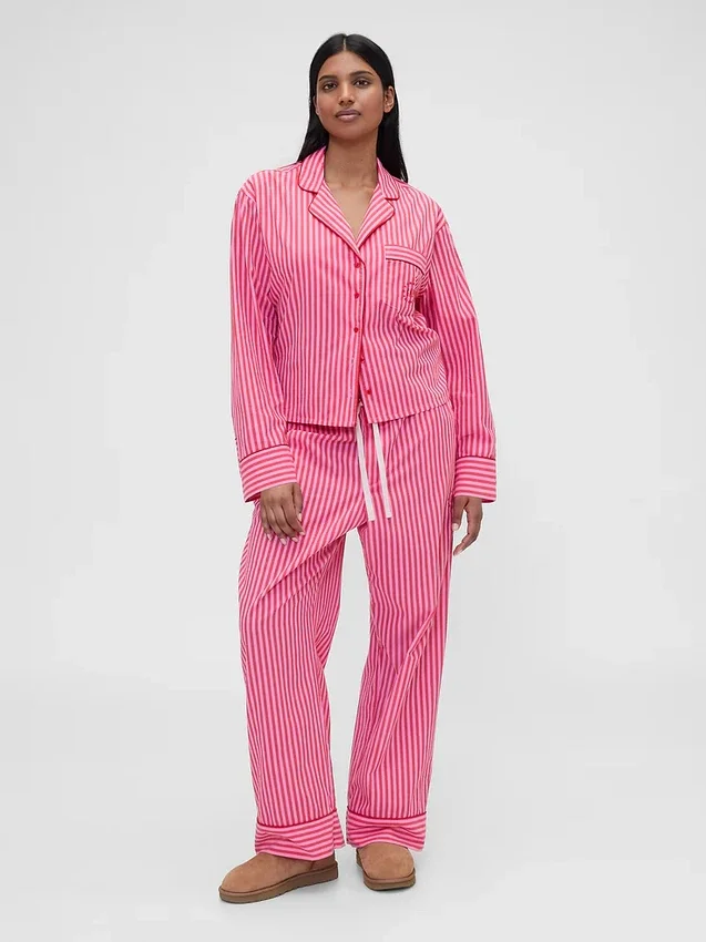 Gap × Summer Fridays pyjamashemd van popeline met strepen in relaxte pasvorm