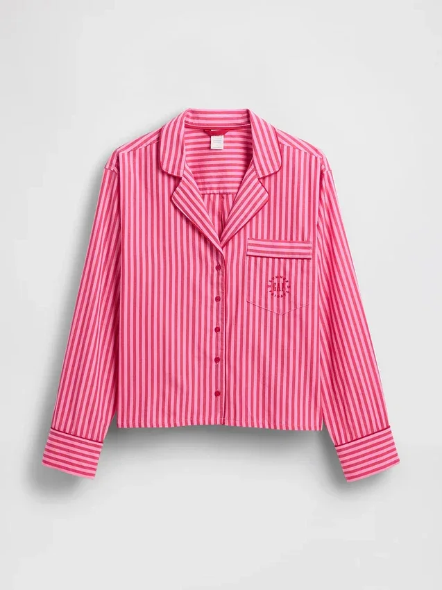 Gap × Summer Fridays pyjamashemd van popeline met strepen in relaxte pasvorm
