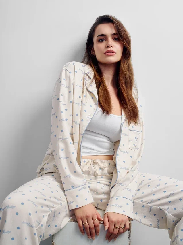 Gap × Summer Fridays Relaxed flanellen pyjamabroek met stippen