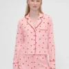 Gap × Summer Fridays Relaxed flanellen pyjamashemd met hartjes