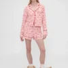 Gap × Summer Fridays Relaxed flanellen pyjamashemd met hartjes