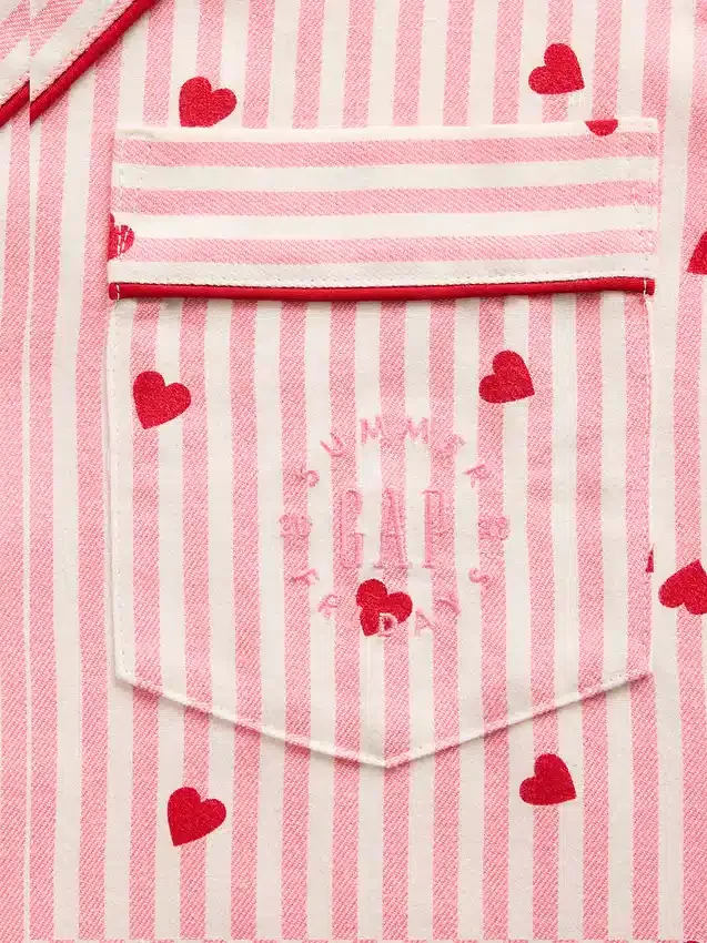 Gap × Summer Fridays Relaxed flanellen pyjamashemd met hartjes
