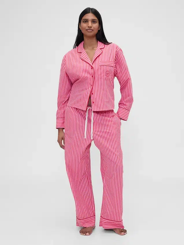 Gap × Summer Fridays relaxte popeline streepjesbroek voor pyjama's