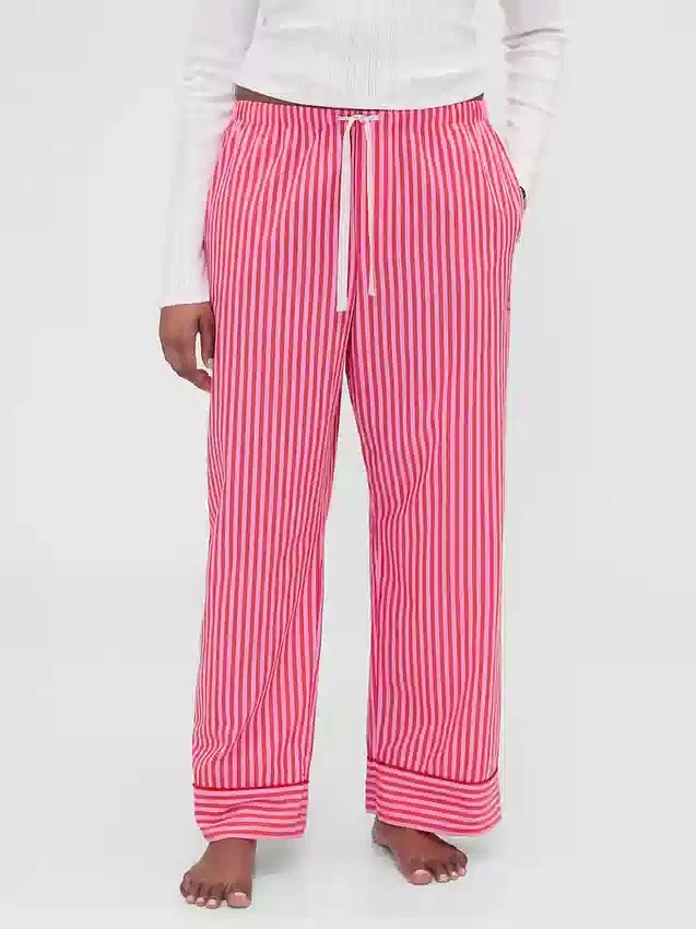 Gap × Summer Fridays relaxte popeline streepjesbroek voor pyjama's
