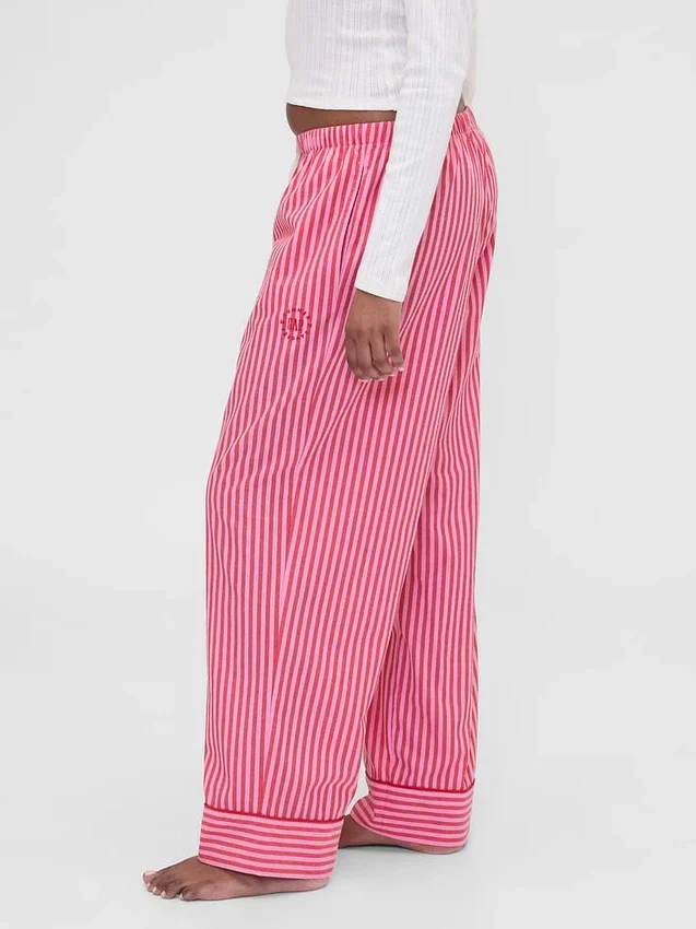 Gap × Summer Fridays relaxte popeline streepjesbroek voor pyjama's